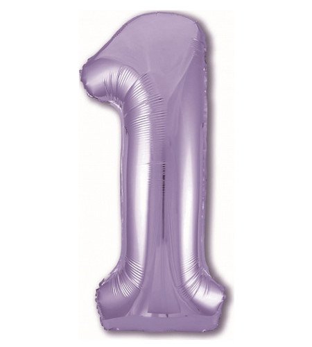Аг40 Slim, Пастельный фиолетовый, цифра 1, Agura, 40"/102 см, 1 шт
