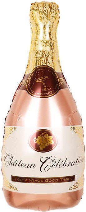 К Бутылка шампанского, Розовое Золото, Falali, 36"/91 см, 1 шт